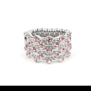 Metro Motivation Pink Paparazzi Silver-Tone  with Pink Crystal Rows Fashion